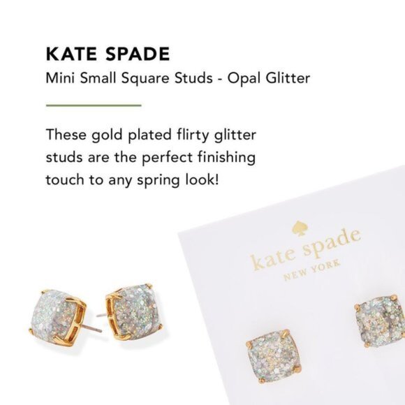 Kate spade ♠️ Square Glitter Stud Earrings NWT - Picture 2 of 4